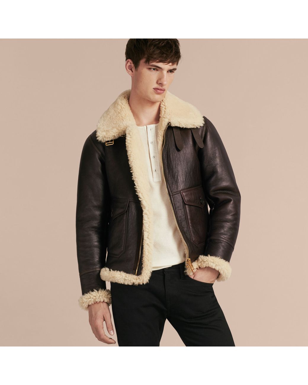 Burberry shearling bomber store jacket mens